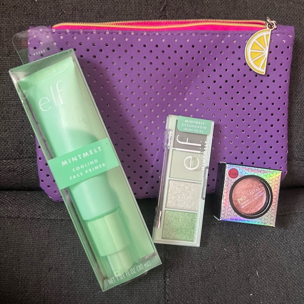 E.l.f. Drugstore Makeup Bundle - eyeshadow, face primer, & makeup bag